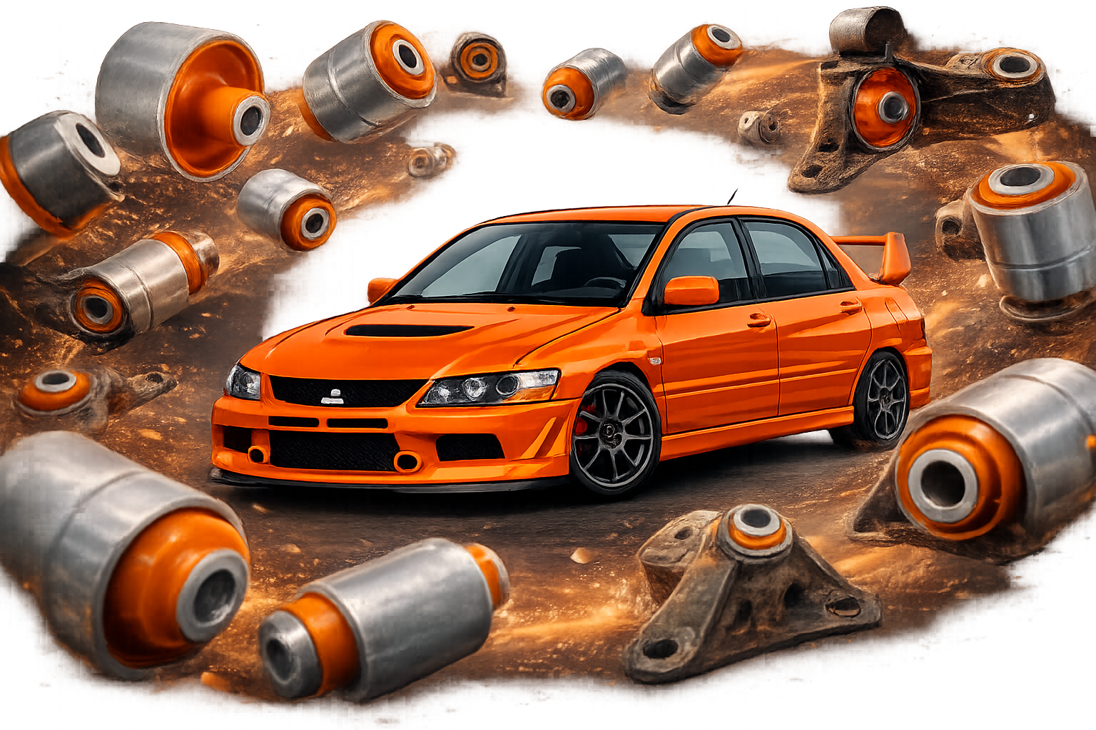 Mitsubishi Lancer IX. Поліуретанова передня та задня підвіска від ПоліПро